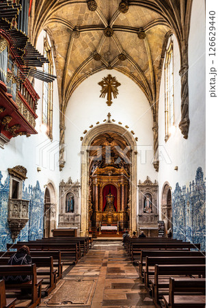 Coimbra , Portugal - Mar 15, 2025: Interior of Santa Cruz Monastery at Coimbra, Portugal Coimbra , Portugal - Mar 15, 2025: Interior of Santa Cruz Monastery at Coimbra, Portugal 126629440