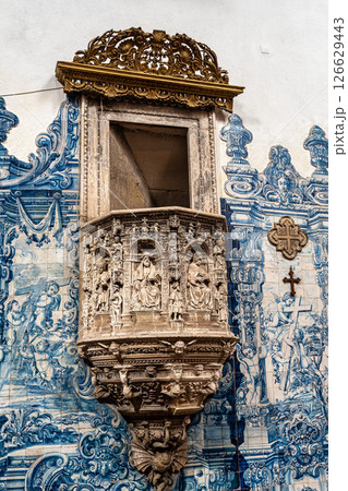 Coimbra , Portugal - Mar 15, 2025: Interior of Santa Cruz Monastery at Coimbra, Portugal Coimbra , Portugal - Mar 15, 2025: Interior of Santa Cruz Monastery at Coimbra, Portugal 126629443