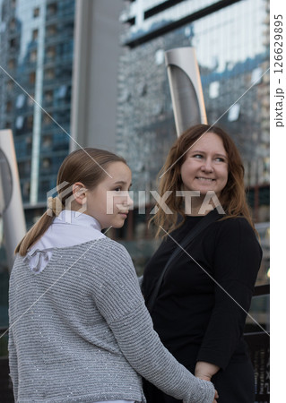 Mother and daughter having fun together. Happy female family 126629895
