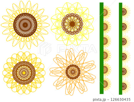 ひまわり風のレース素材セット ひまわり風のレース素材セット 126630435
