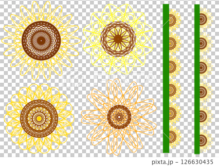 ひまわり風のレース素材セット ひまわり風のレース素材セット 126630435