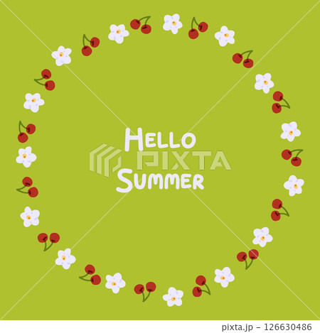 Hello Summer Cherry Floral Frame Hello Summer Cherry Floral Frame 126630486