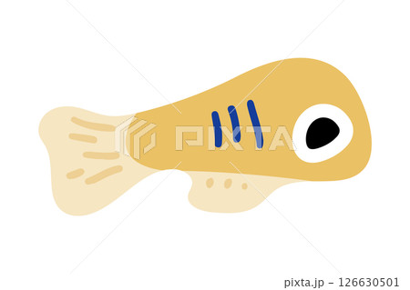 Yellow Cartoon Fish Flat Illustration 126630501