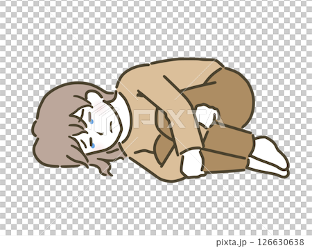 うずくまって泣く若い女性（私服） 126630638