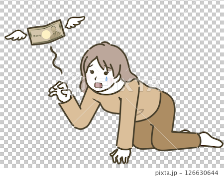 年輕女子（便衣）因失去錢財而哭泣 126630644