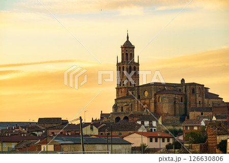 Church in town Santa Maria del Campo, Spain. 126630806