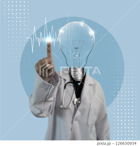 Health care collage with dynamic medical symbols and abstract designs. Vector illustration 126630934