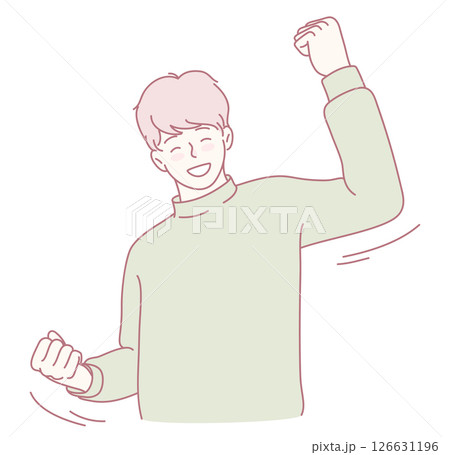 A Joyful Young Man Exuberantly Celebrating His Success and Happiness with Delightful Enthusiasm 126631196