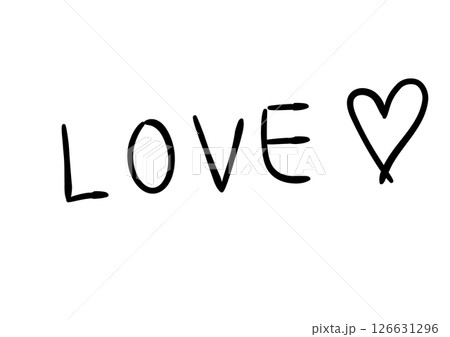 手書き風のLOVEのメッセージとハートのイラスト 126631296