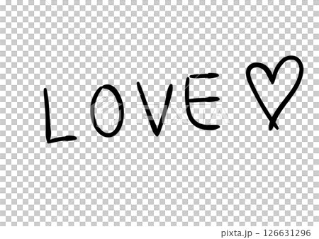 手書き風のLOVEのメッセージとハートのイラスト 126631296