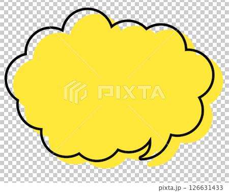 A simple speech bubble with misaligned lines and a rounded cloud shape A simple speech bubble with misaligned lines and a rounded cloud shape 126631433