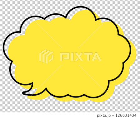 A simple speech bubble with misaligned lines and a rounded cloud shape 126631434