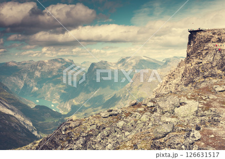 Mountains landscape with Dalsnibba viewpoint, Norway Mountains landscape with Dalsnibba viewpoint, Norway 126631517
