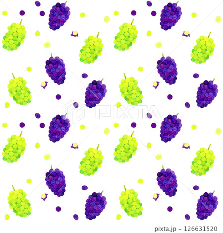 ぶどうのシームレスパターン　手描き水彩イラストの果物柄 126631520