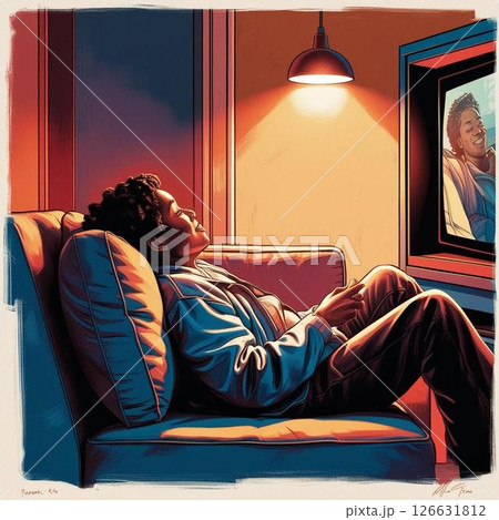 映画鑑賞する少年 126631812