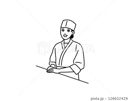 女性の和食料理人のイラスト 126632429