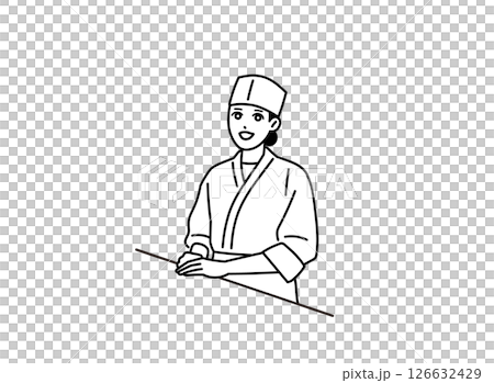 女性の和食料理人のイラスト 126632429