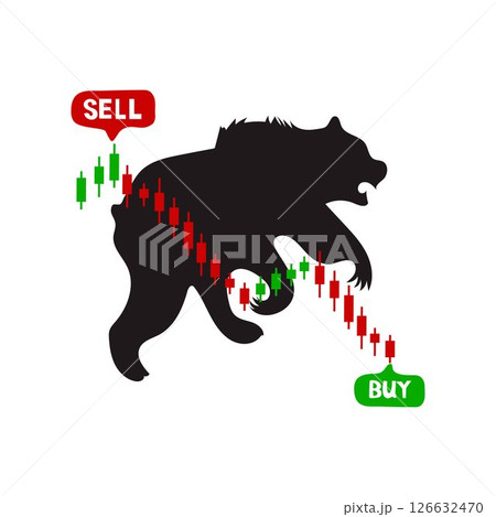 Bearish share market candle bar graph in fall down Bearish share market candle bar graph in fall down 126632470