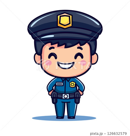 police man cute childish isolated vector illustration 126632579