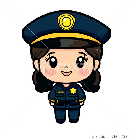police woman cute childish isolated vector illustration 126632580