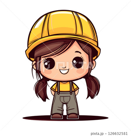 construction worker cute childish isolated vector illustration 126632581