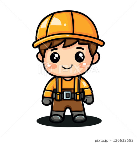 construction worker cute childish isolated vector illustration 126632582