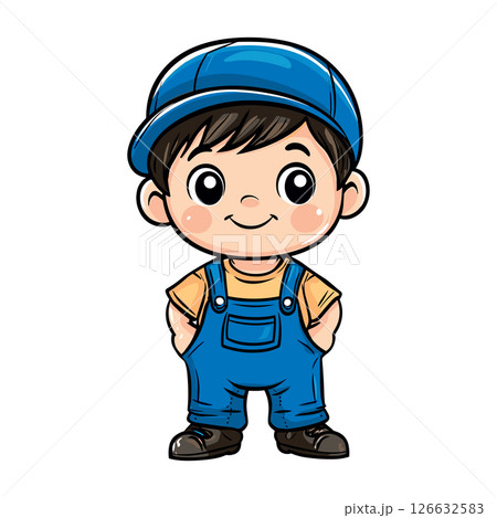 craftman in overalls cute childish isolated vector illustration 126632583