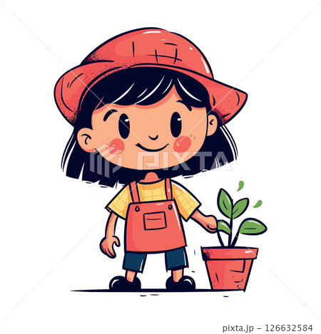 cute gardener kid childish isolated vector illustration 126632584