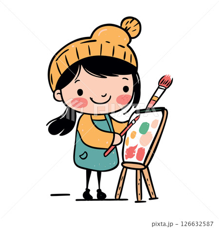 cute litte artist kid childish isolated vector illustration 126632587