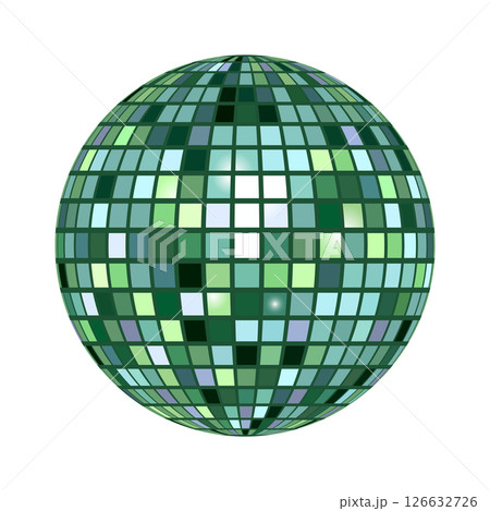 Shiny disco ball halftone photocopy stipple effect collage element with sparkling reflections isolated on white background for party and celebration theme 126632726