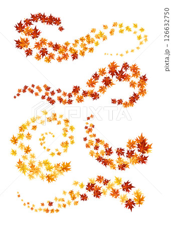 Autumn leaves design element. Fall colorful maple leaves border on white background. Vector illustration 126632750