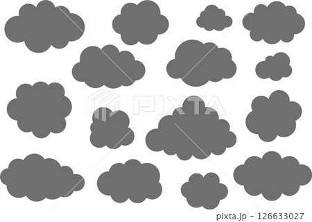 シンプルな雲・クラウドのシンプルなイラスト黒 シンプルな雲・クラウドのシンプルなイラスト黒 126633027