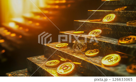 ビットコインが置かれた黄金の階段 126633065