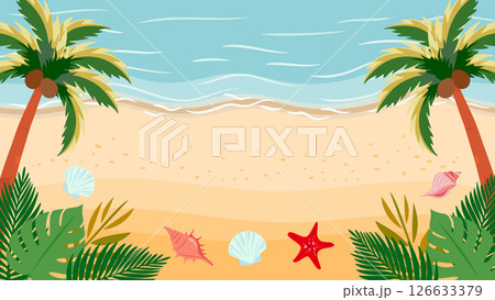 海辺の背景。トロピカルなリゾートの壁紙。海岸のあしらい。夏の海。 126633379