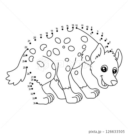 Dot to Dot Hyena Animal Isolated Coloring Page  126633505