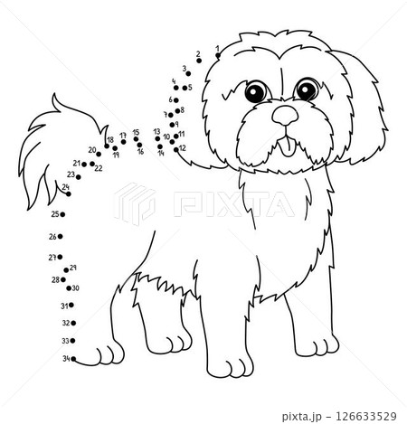 Dot to Dot Shih Tzu Dog Animal Isolated Coloring  126633529