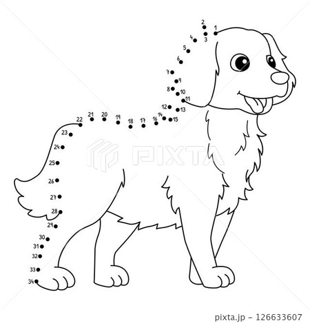 Dot to Dot Golden Retriever Dog Animal Isolated  126633607