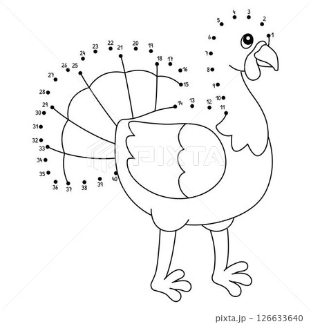 Dot to Dot Thanksgiving Turkey Isolated Coloring Dot to Dot Thanksgiving Turkey Isolated Coloring 126633640