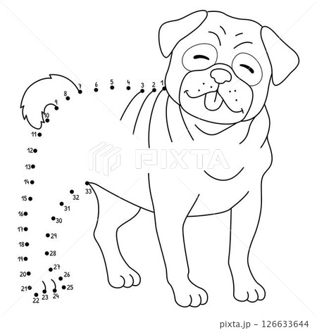 Dot to Dot Pug Dog Animal Isolated Coloring Page Dot to Dot Pug Dog Animal Isolated Coloring Page 126633644