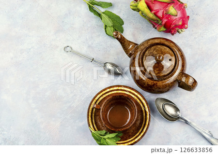 Fruit tea with dragon fruit or pitahaya. 126633856