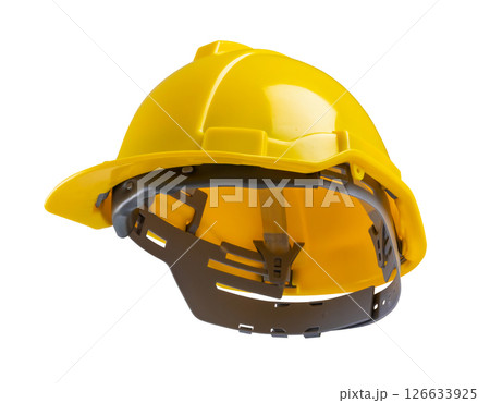 Yellow safety construction helmet isolated on white background Yellow safety construction helmet isolated on white background 126633925