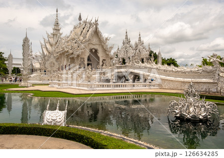 White Temple (Wat Rong Khun) Reflected in Pond White Temple (Wat Rong Khun) Reflected in Pond 126634285
