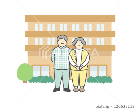 老人ホーム  介護施設  建物  高齢者  イラスト 126635118