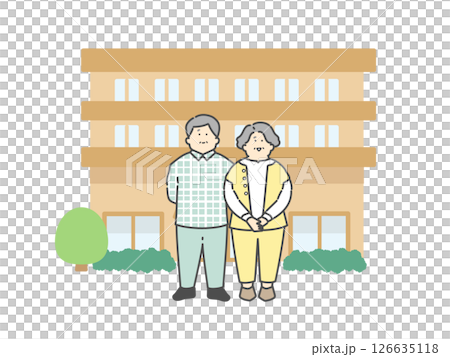 老人ホーム  介護施設  建物  高齢者  イラスト 126635118