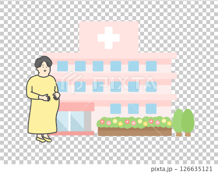 婦產科大樓孕婦插畫 126635121