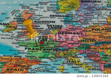 Locating spots on a vibrant European country map 126635169