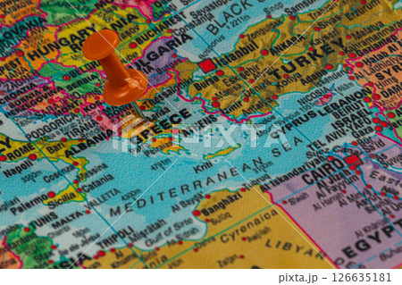 Location marker on a map of Greece in the Mediterranean region Location marker on a map of Greece in the Mediterranean region 126635181