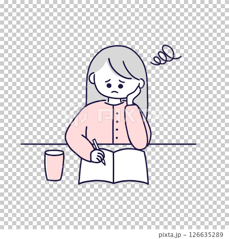 悩みをノートに書き出す女性 126635289