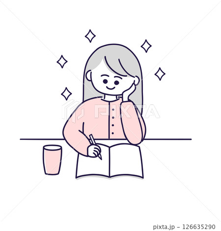 願いをノートに書き出す女性 願いをノートに書き出す女性 126635290