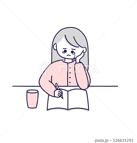 悲しみをノートに書き出す女性 126635291